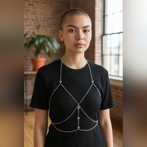 Chain harness/luminous crystal beads/ stylish